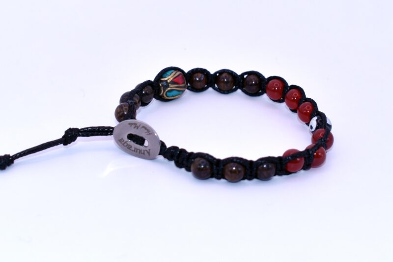 Corniola, Bronzite, DZI 3 Occhi, Ottone Nepalese Turchese/Corallo