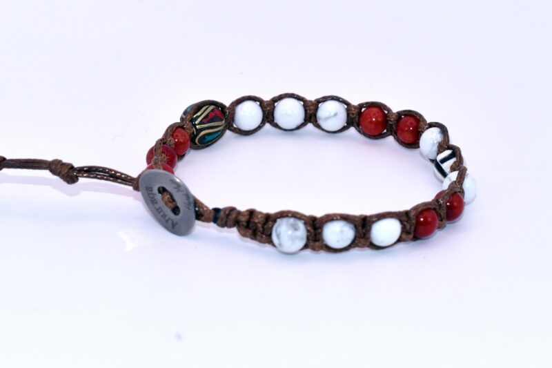Diaspro Corallo, Aulite Bianca, Ottone Nepalese Turchese/Corallo