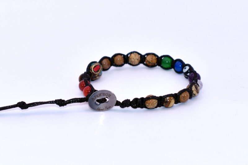 Tutte le pietre dei Chakra, Paesina, DZI 3 Occhi, Ottone Nepalese Turchese/Corallo
