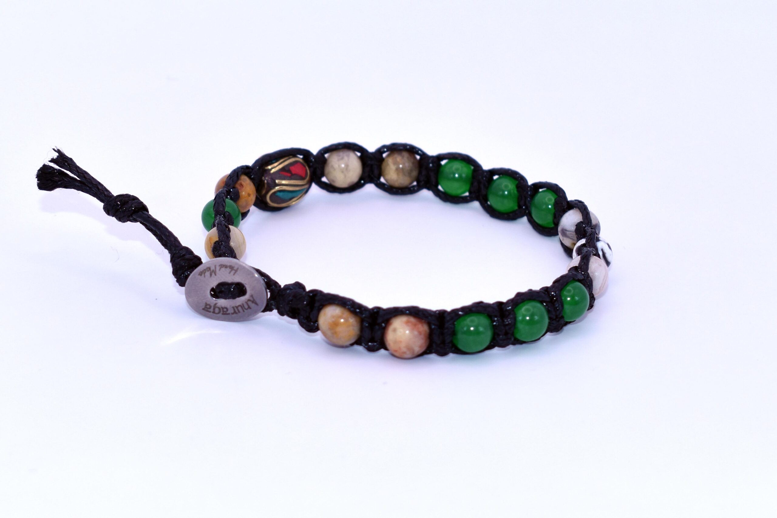 Giada Smeraldite, Diaspro Picasso, DZI 3 Occhi, Ottone Nepalese Turchese/Corallo