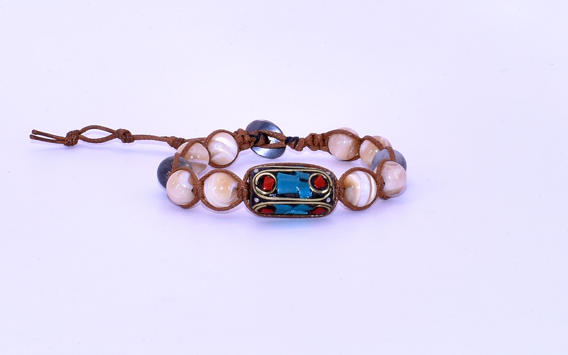 Madreperla, Labradorite, DZI Ottone Turchese Corallo