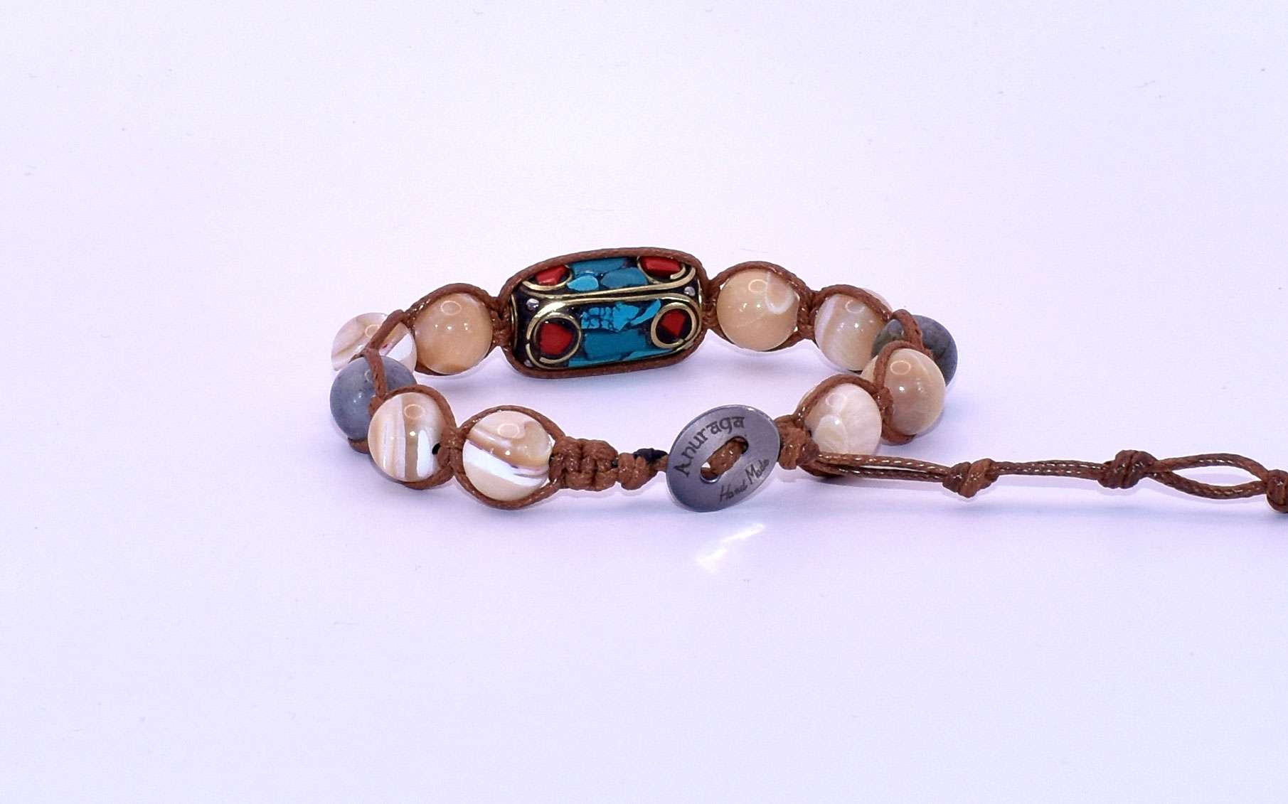 Madreperla, Labradorite, DZI Ottone Turchese Corallo - immagine 2