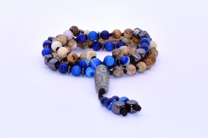 Agata Blu Srtriata, Diaspro Picasso, Ematite, DZI 6 Occhi