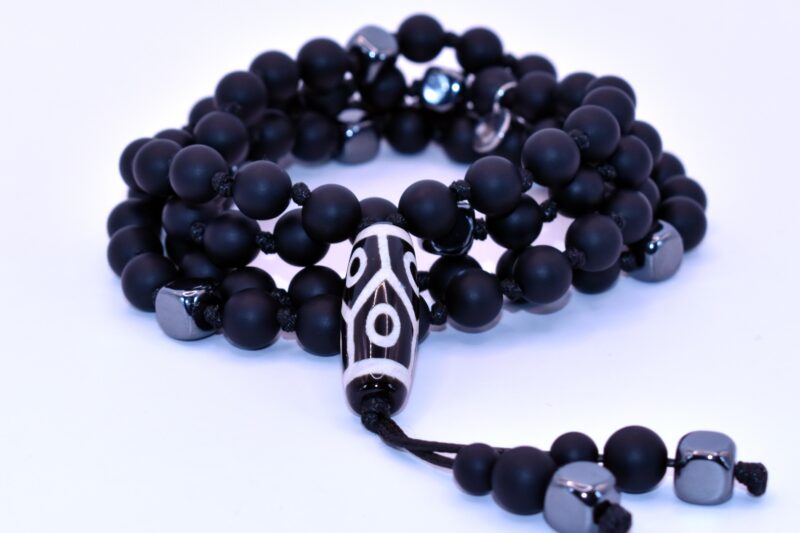 Onice Nera Opaca, Ematite, DZI 6 Occhi