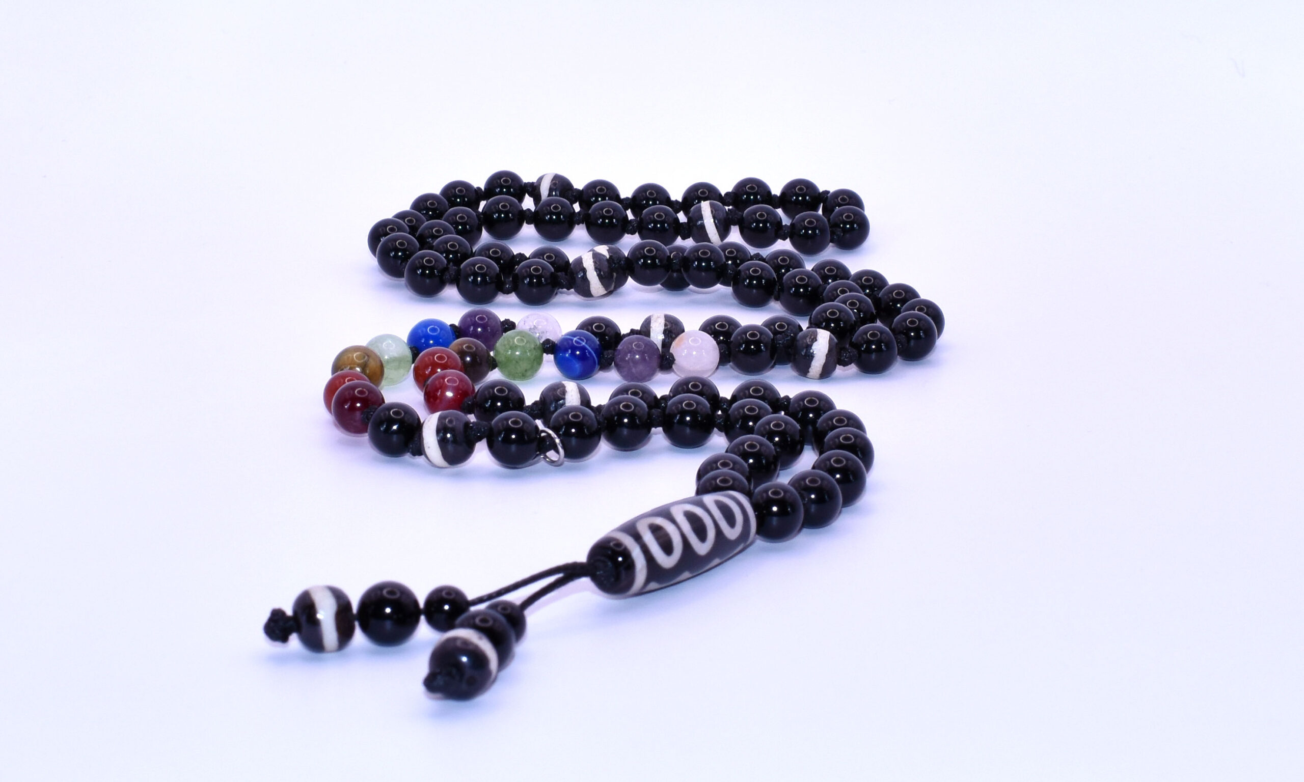 Tutte le pietre dei Chakra, Sfere in Osso, Onice Nera Lucida, DZI 5 OCcchi - immagine 2